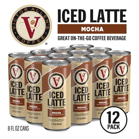 VICTOR ALLEN Mocha Latte Ready to Drink, 12 Pack - 8oz Cans, 12PK FG017829RV